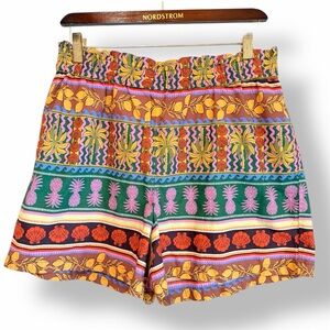 Vero Moda Tropical pineaple print cotton Summer Shorts size L, colorful, NWOT